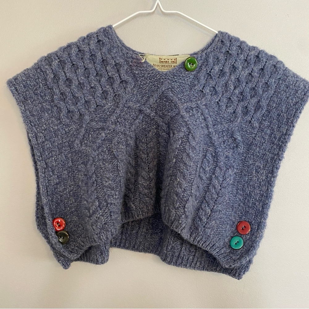 Aran Sweater Market Cropped Merino Wool Sweater Vest